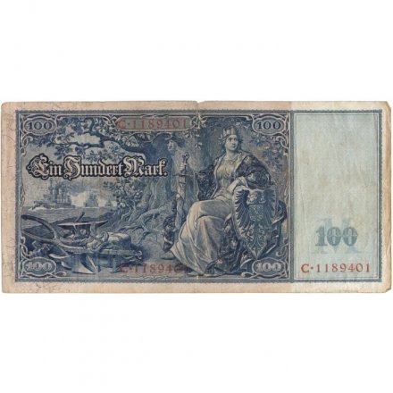 Германия 100 марок 1908 год (красная печать) - F