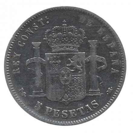 Испания 5 песет 1891 год