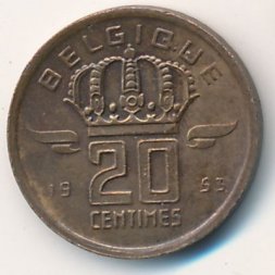 Бельгия 20 сантимов 1953 год