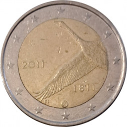 Финляндия 2 евро 2011 год - 200 лет Банку Финляндии