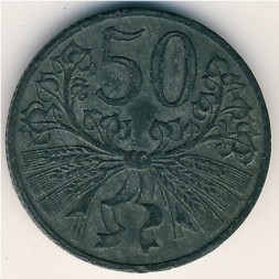 Монета Богемия и Моравия 50 гелеров 1942 год