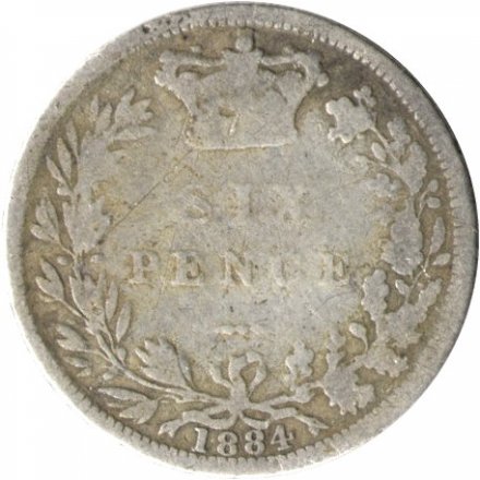 Великобритания 6 пенсов 1884 год