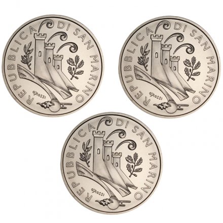 Набор из 3 монет Сан-Марино 10 евро 2025 год - Китайский гороскоп - Год Собаки, Свиньи, Петуха