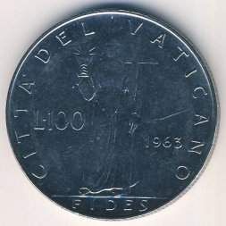 Ватикан 100 лир 1963 год