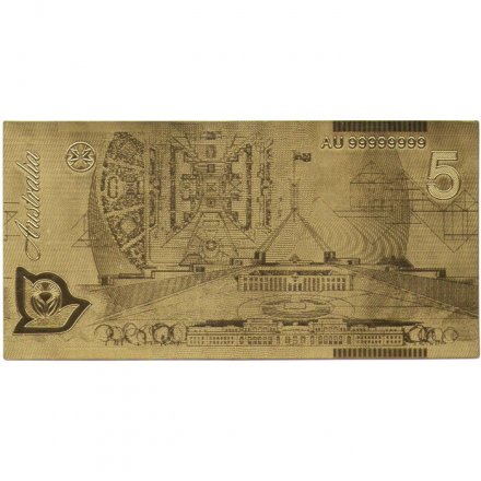 Сувенирная банкнота Австралия 5 долларов (золотые) - Королева Елизавета II - UNC