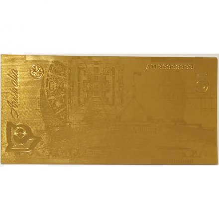Сувенирная банкнота Австралия 5 долларов (золотые) - Королева Елизавета II - UNC