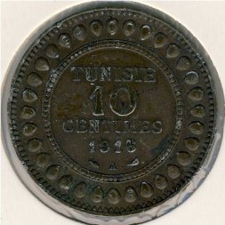 Тунис 10 сантимов 1916 год