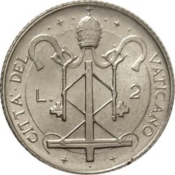 Ватикан 2 лиры 1967 год