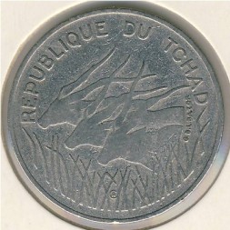 Чад 100 франков 1975 год