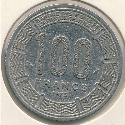 Чад 100 франков 1975 год