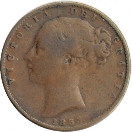 Великобритания 1 фартинг 1853 год