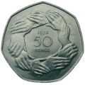 Великобритания 50 пенсов 1973 год - Вступление в Европейское Экономическое Сообщество