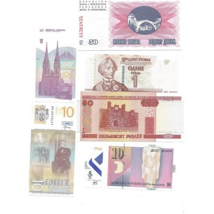 Набор из 6 банкнот стран Европы (UNC)