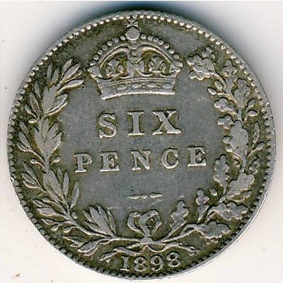 Великобритания 6 пенсов 1898 год