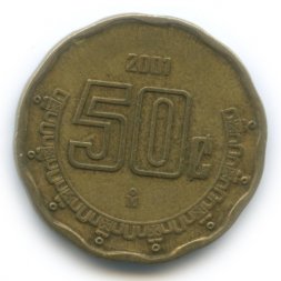 Мексика 50 сентаво 2001 год