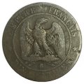 Франция 10 сантимов 1856 год - Отметка монетного двора: &quot;B&quot; - Руан