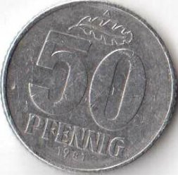 ГДР 50 пфеннигов 1987 год - Герб (A)