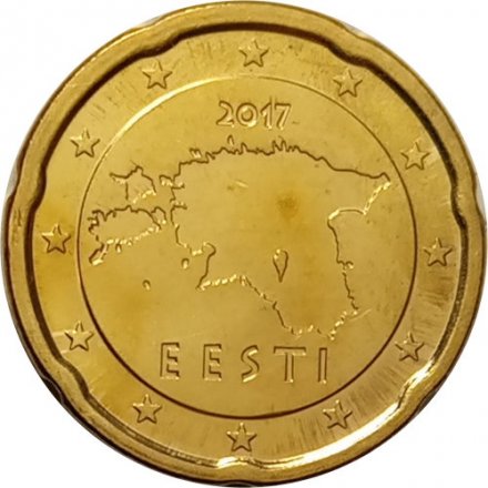 Эстония 20 евроцентов 2017 год UNC