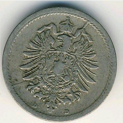 Германия 5 пфеннигов 1875 год (D)