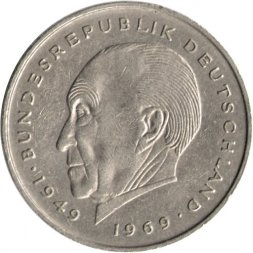 ФРГ 2 марки 1979 год - Конрад Аденауэр. 20 лет Федеративной Республике (1949-1969) (F)