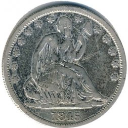 США 1/2 доллара 1845 год