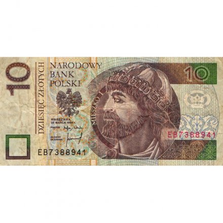 Польша 10 злотых 1994 год - Первый  польский князь Мешко I - F