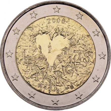 Финляндия 2 евро 2008 год - 60 лет Всеобщей Декларации Прав Человека