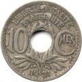 Франция 10 сантимов 1921 год (отверстие в центре)