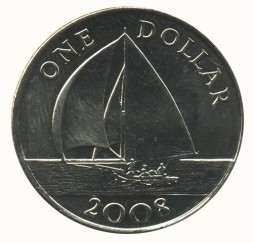 Бермудские острова 1 доллар 2008 год - Парусная лодка