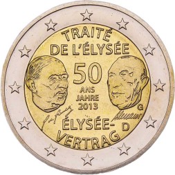 Германия 2 евро 2013 год - 50 лет франко-германскому договору о дружбе и сотрудничестве