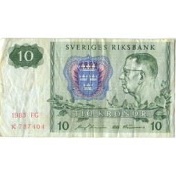Швеция 10 крон 1983 год - Густав VI. Снежинки - F-VF