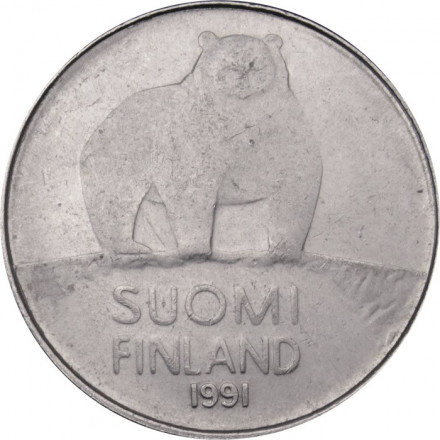 Финляндия 50 пенни 1991 год - Медведь