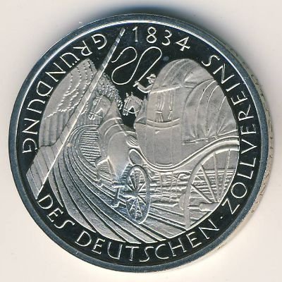 ФРГ 5 марок 1984 год - 150 лет образования немецкого таможенного союза (proof)