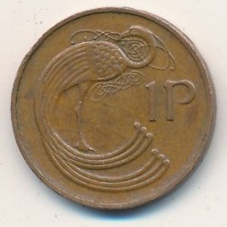 Монета Ирландия 1 пенни 1982 год - Кельтская арфа