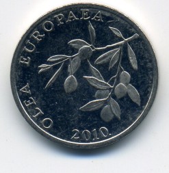 Монета Хорватия 20 лип 2010 год - Олива европейская