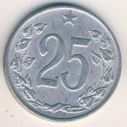Монета Чехословакия 25 гелеров 1962 год