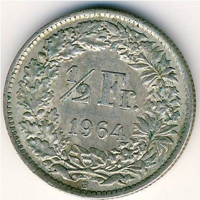 Швейцария 1/2 франка 1964 год