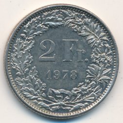 Швейцария 2 франка 1978 год