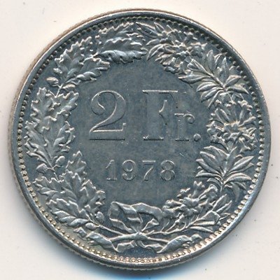 Швейцария 2 франка 1978 год