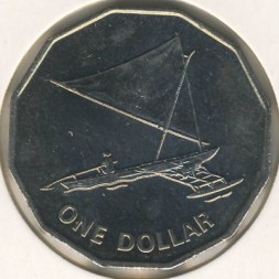 Кирибати 1 доллар 1979 год - Парусное судно (проа)