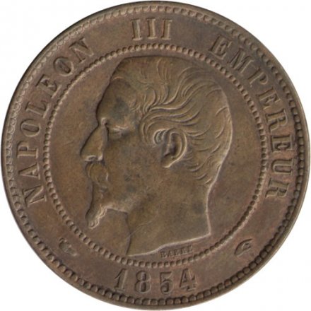 Франция 10 сантимов 1854 год (A)