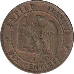 Франция 10 сантимов 1854 год (A)