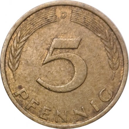 ФРГ 5 пфеннигов 1973 год (D)