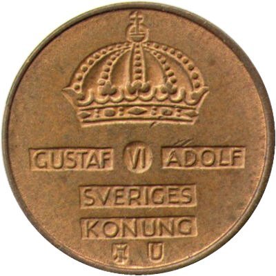 Швеция 1 эре 1966 год - Король Густав VI Адольф