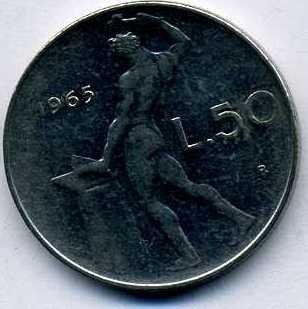 Италия 50 лир 1965 год - Вулкан