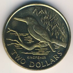 Новая Зеландия 2 доллара 1993 год - Священная альциона (зимородок)