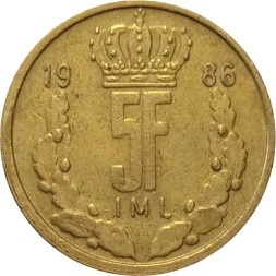 Люксембург 5 франков 1986 год - Великий герцог Жан