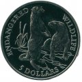 Острова Кука 5 долларов 1991 год - Вымирающие виды - Выдра