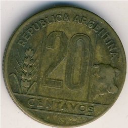 Аргентина 20 сентаво 1947 год