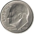 США 1 дайм (10 центов) 1991 год - Франклин Рузвельт (D)